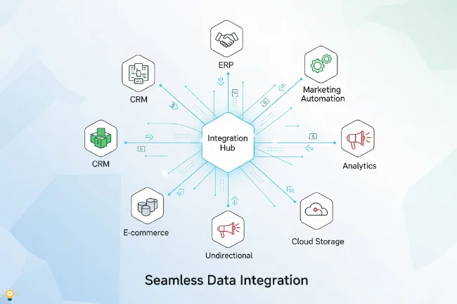 Data integration infographic showing connections between multiple platforms and software tools in Hazevecad04 Version on PC.
