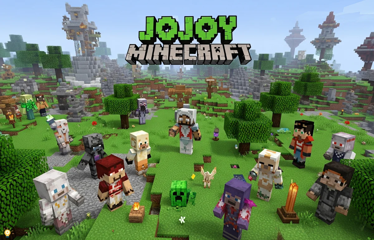 Jojoy Minecraft enhanced world featuring HD textures, custom skins, and unique mobs in a modified landscape.