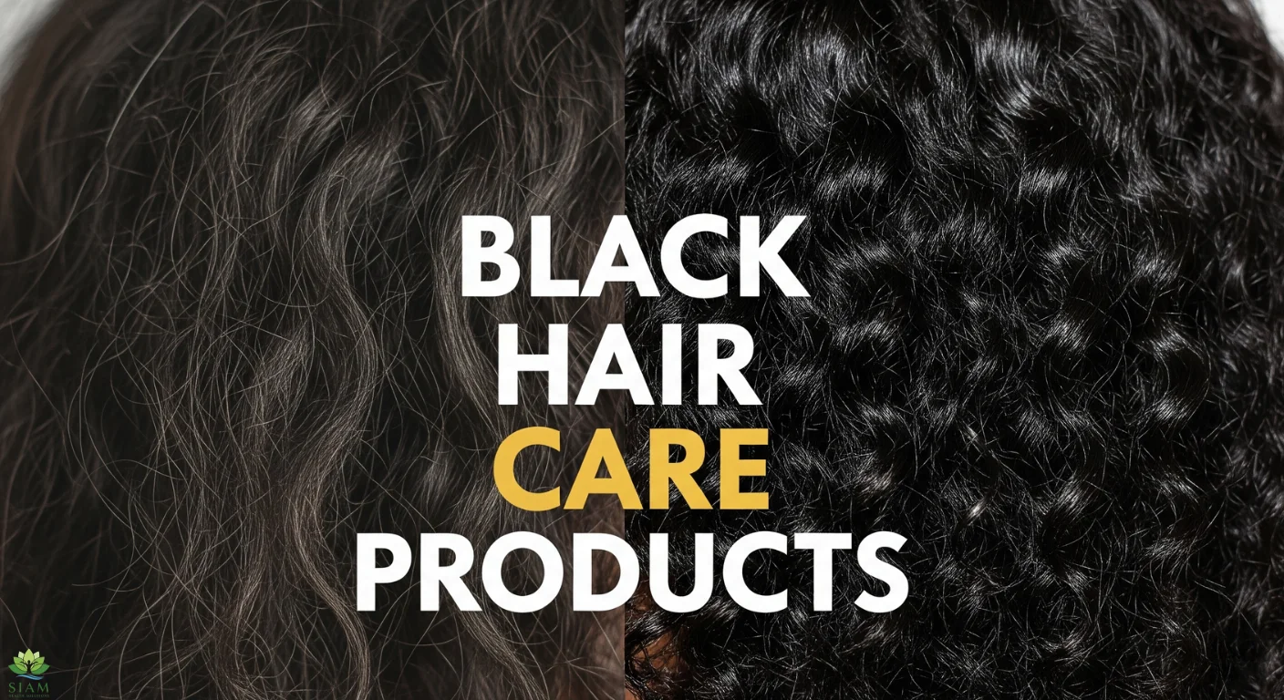 Before and after hair transformation showcasing the effectiveness of Black Hair Care Products. On the left, dry, frizzy hair; on the right, shiny, hydrated, and defined curls.