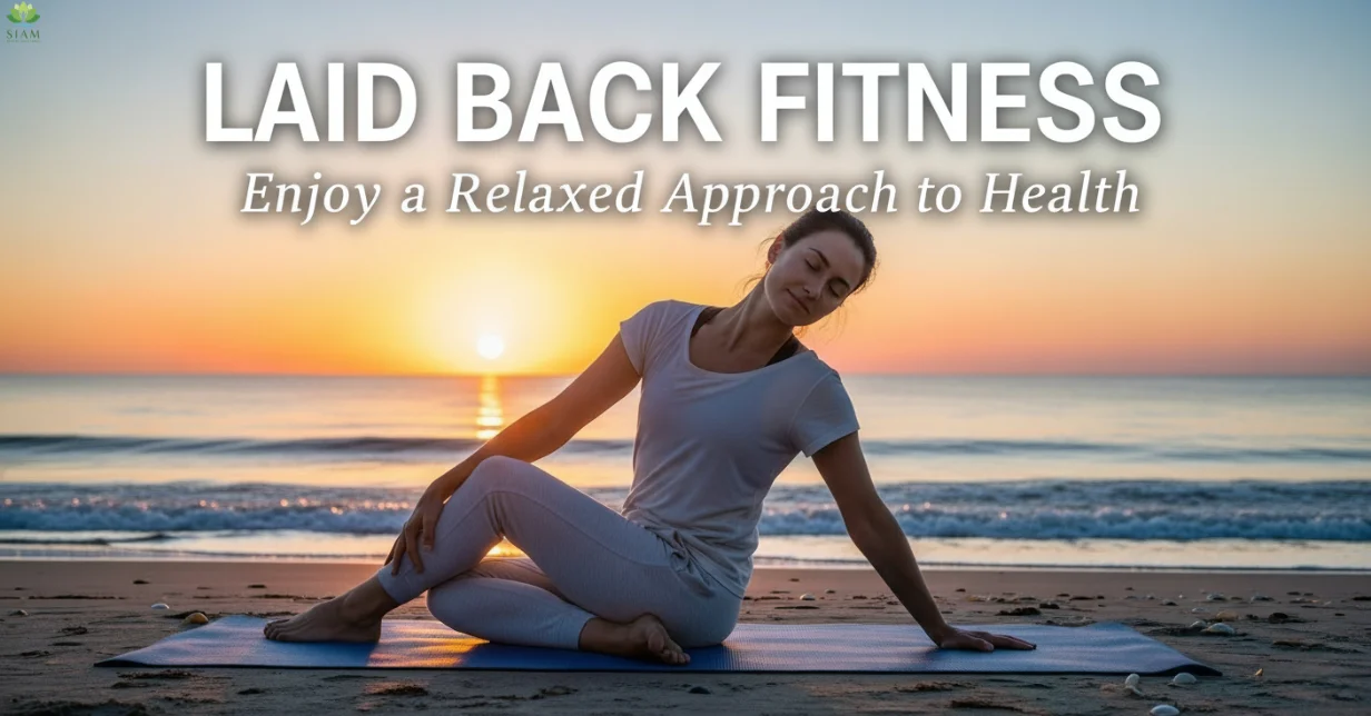 Young woman practicing yoga in Sukhasana (Easy Pose) on a mint-green mat in a serene park, representing laid-back fitness and a relaxed approach to health.