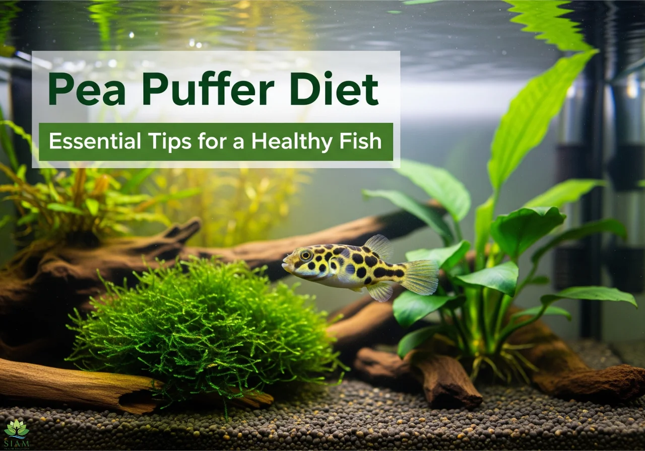 Pea Puffer Diet: Healthy Pea Puffer fish swimming in a pristine aquarium, showing its vibrant colors and natural habitat.