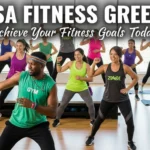 Group fitness class at Vasa Fitness Greeley with diverse participants engaged in yoga and cycling exercises. Text overlay reads 'Vasa Fitness Greeley - Achieve Your Fitness Goals Today!