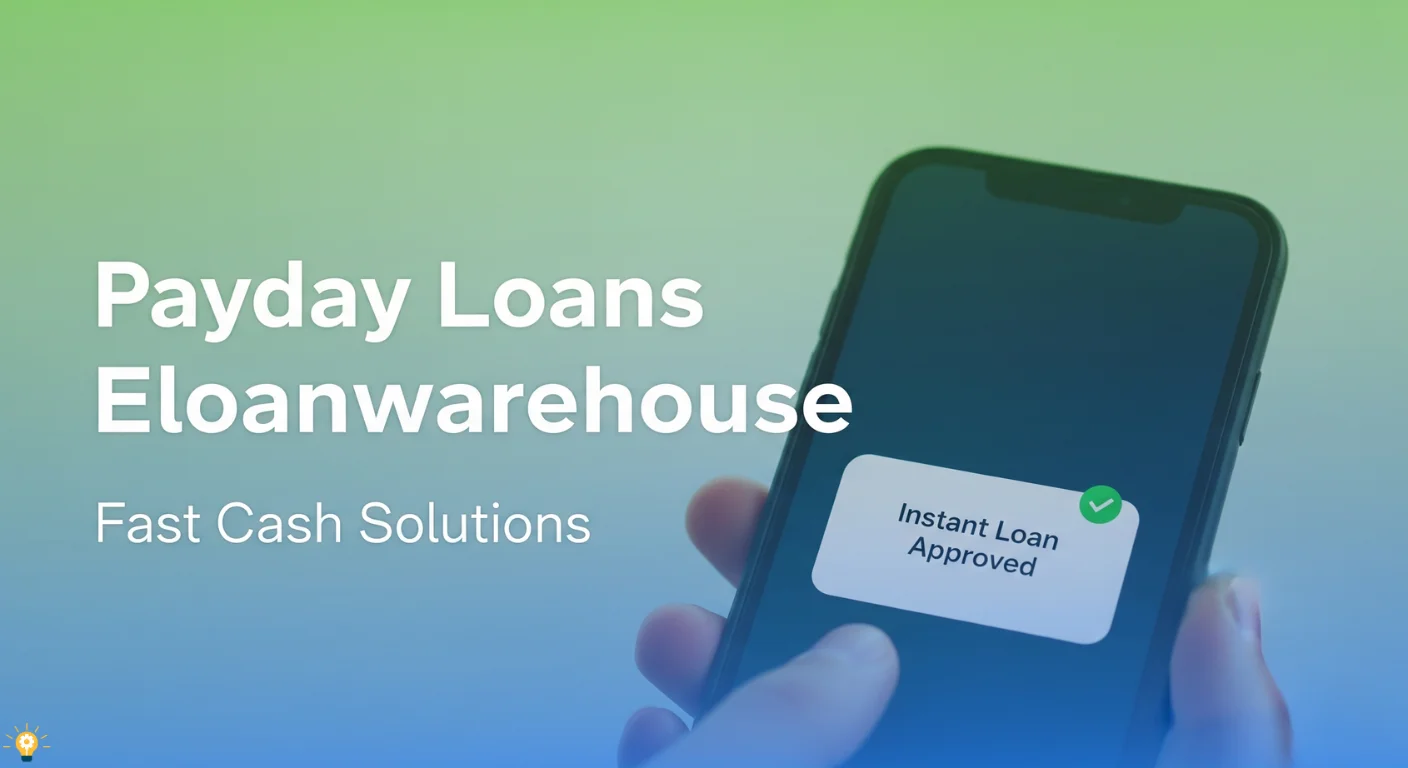 Payday Loans Eloanwarehouse digital wallet with instant loan approval concept