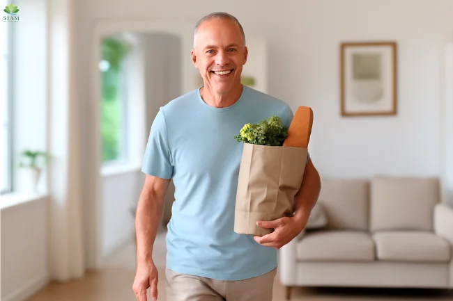 Smiling Patient Walking After Receiving Professional Wound Care
