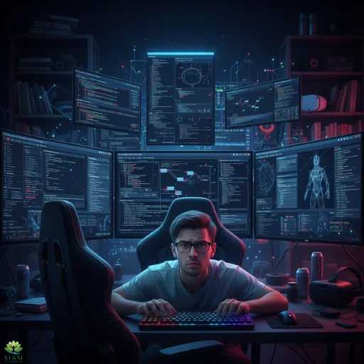 Confused gamer navigating through complex game development interface, highlighting accessibility issues in Foullrop85j.08.47h Gaming