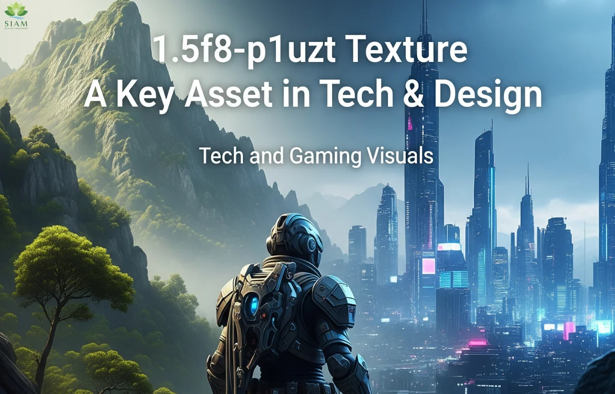 A sci-fi character looks out at a landscape where realistic mountains meet a futuristic city, with the prominent text "1.5f8-p1uzt Texture."
