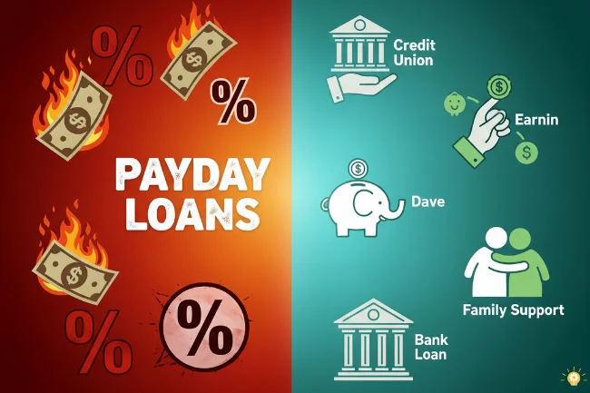 Payday Loans Eloanwarehouse vs safer alternatives like Credit Unions, Earnin, Dave, and family support