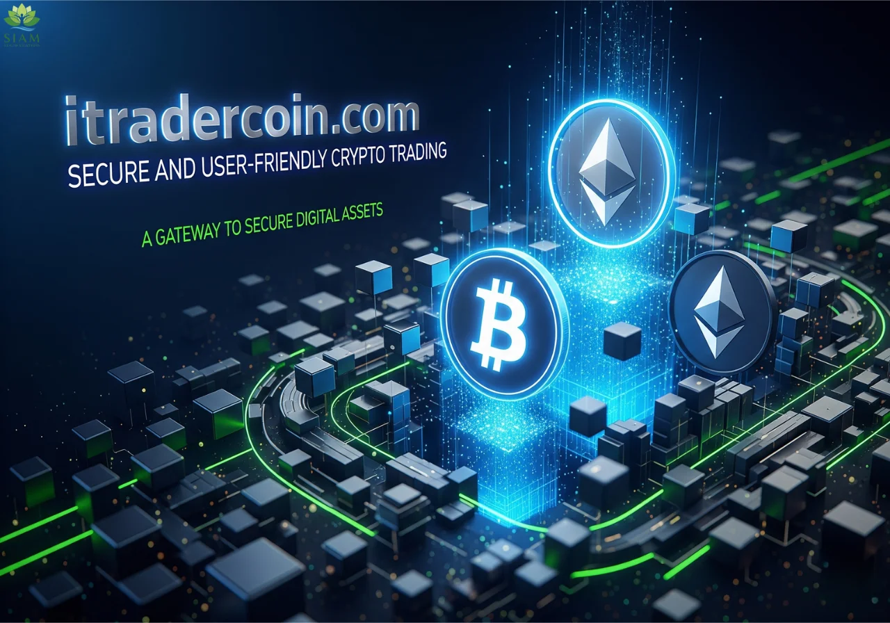 itradercoin.com Secure and User-Friendly Crypto Trading with Bitcoin and Ethereum logos, set against a high-tech digital background.