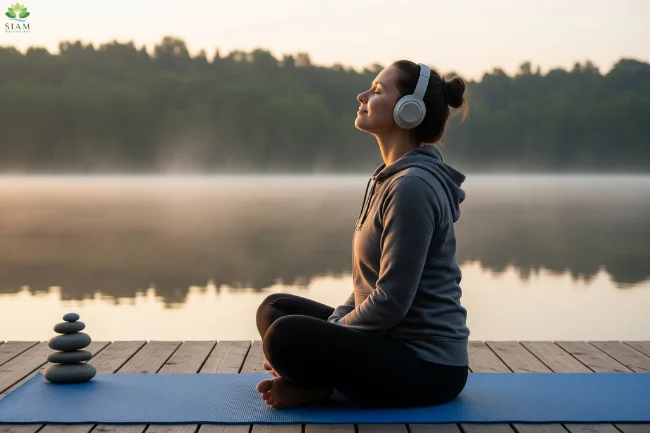 Zeneara Tinnitus Relief – Woman Meditating for Peace and Quiet