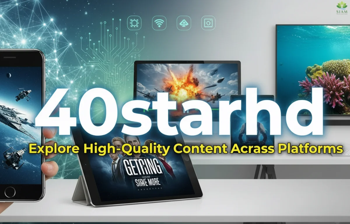 40starhd – Explore high-quality content across platforms. A sleek digital graphic showcasing vibrant media on smartphone, tablet, desktop, and smart TV, emphasizing premium HD visuals and versatile accessibility across devices.