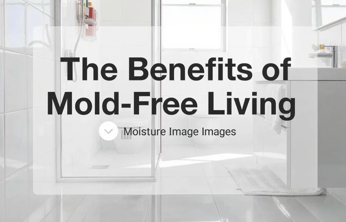 Modern bathroom with clean, moisture-resistant tiles and fixtures, emphasizing the benefits of a mold-free living environment.
