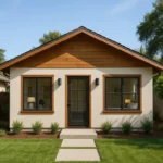 Modern Accessory Dwelling Unit (ADU) by A+ Construction & Remodeling, featuring a sleek, stylish exterior with a wooden roof accent, perfect for expanding living space.